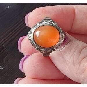 Vintage Agate and Sterling Silver Ring | Size [7.5 US]